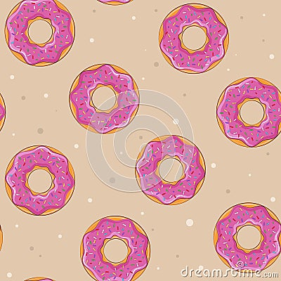 Seamless background with donuts. Vector illustration. Seamless texture. Cartoon Illustration