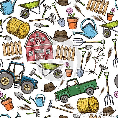 Seamless background of farming Vector Illustration