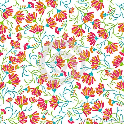 Seamless background with floral patterns Vector Illustration