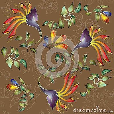 Seamless background from a flowers ornament, fashionable modern wallpaper or textile Vector Illustration