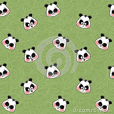 Seamless background of funny muzzles bears Vector Illustration