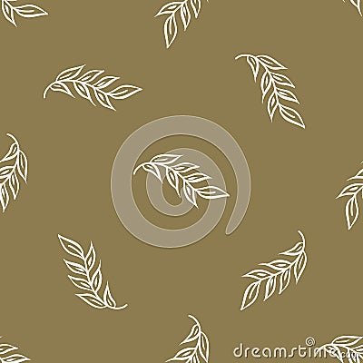 Seamless background gender neutral baby leaf pattern. Simple whimsical minimal earthy 2 tone color. Kids nursery Vector Illustration