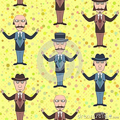 Seamless Background with Gentleman Vector Illustration