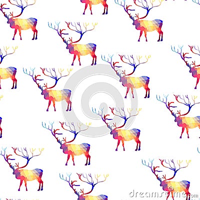 Seamless background with geometric deer Vector Illustration