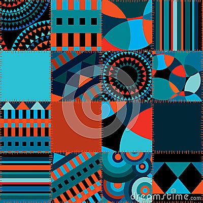 Seamless background of geometric patchwork Vector Illustration