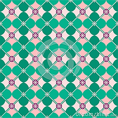 Seamless background, geometric, petals, mint green. Vector Illustration