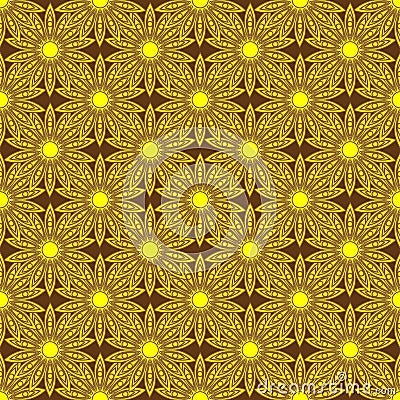 Seamless background with gold flowers Vector Illustration