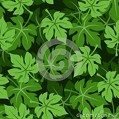 Vector Seamless background with grape leaves. Vector Illustration