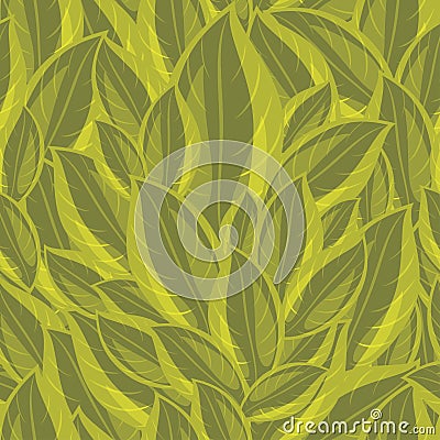 Seamless background with a green leaves Vector Illustration