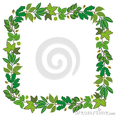 Seamless background with green leaves Vector Illustration