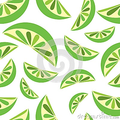 Seamless background with green lime slices. Tile fruit vector Vector Illustration