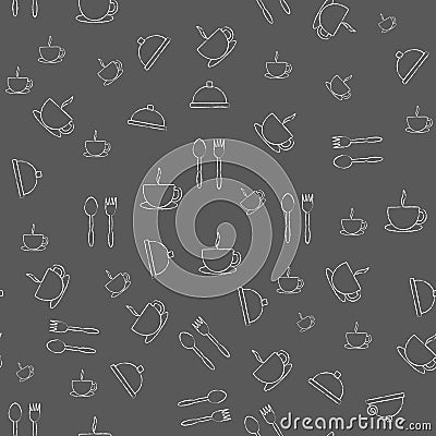 Seamless background with hand drawn hotel objects Vector Illustration