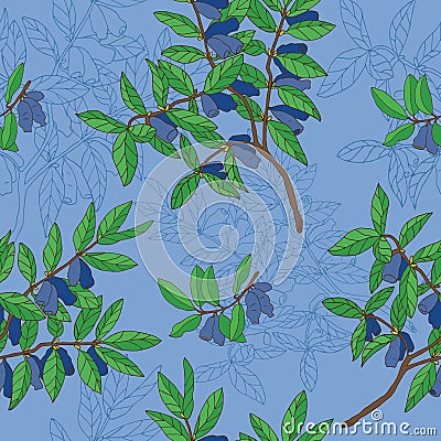 Seamless background with honeyberry Vector Illustration