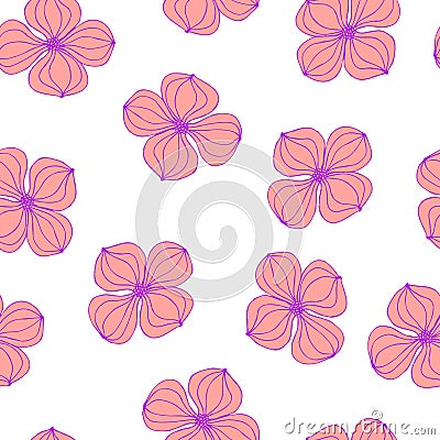 Seamless background image colorful botanic flower plant pink dogwood Cornus Stock Photo