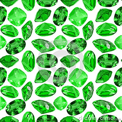 Seamless background from isolated emerald gems Stock Photo