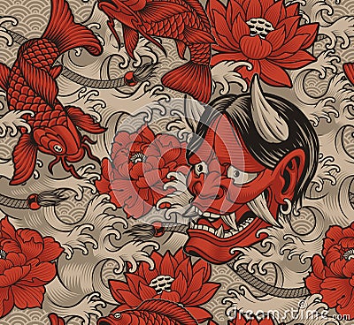 Seamless background in Japanese style Vector Illustration
