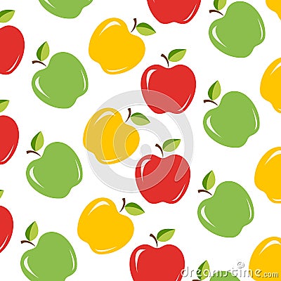 Seamless background with juicy apples Vector Illustration