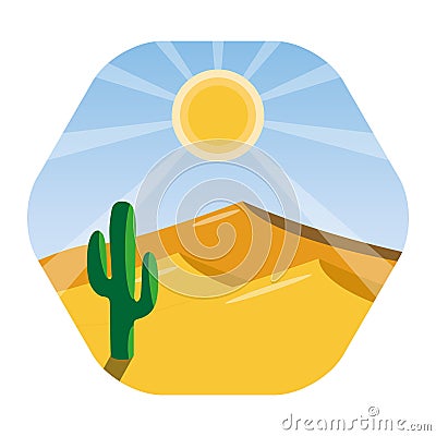 Seamless background of landscape with desert and cactus Stock Photo