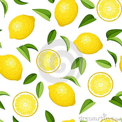 Seamless background with lemons. Vector Illustration