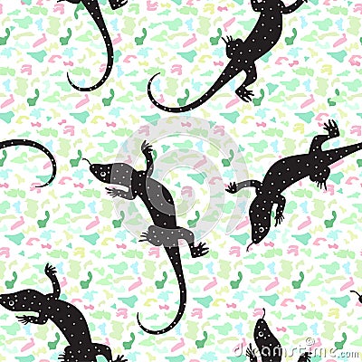 Seamless background with lizards. Vector Illustration