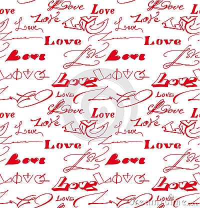 Seamless background with love inscription. Stock Photo