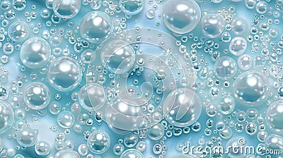 The seamless background is made of white pearls on a light blue background Stock Photo