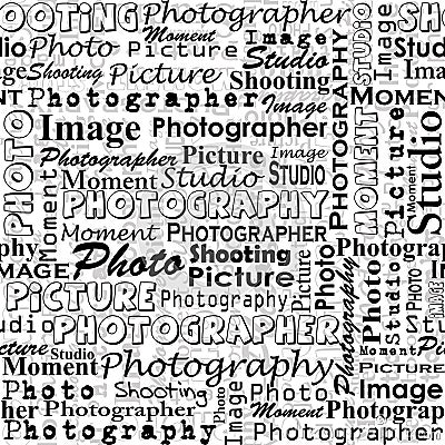 Seamless background with with messages words on the topic of photography Vector Illustration