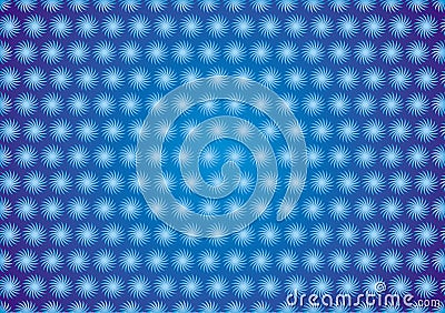 Seamless background of objects of rotation. Twisted stars on blue and blue background. Vector Illustration