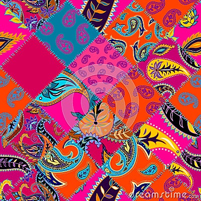 Geometric patchwork pattern of a squares. Vector Illustration