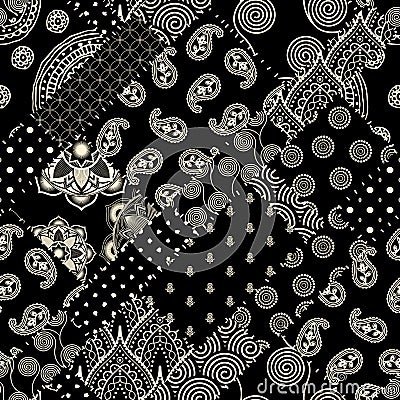Patchwork textile pattern. Seamless quilting design background. Vector Illustration