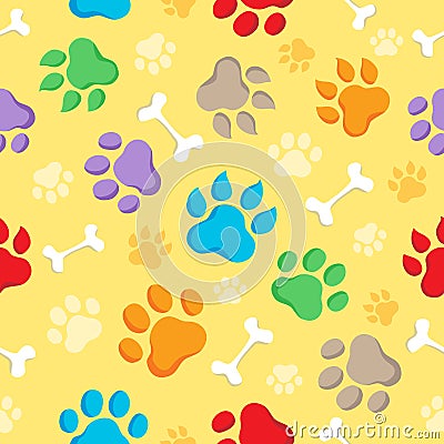 Seamless background with paws 1 Vector Illustration