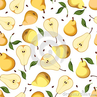 Seamless background with pears. Vector illustration. Vector Illustration