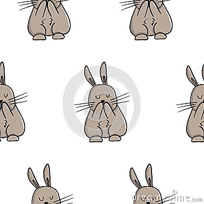 Seamless background with rabbits. Decorative wallpaper for the nursery in the Scandinavian style. Vector. Suitable for children\'s Vector Illustration