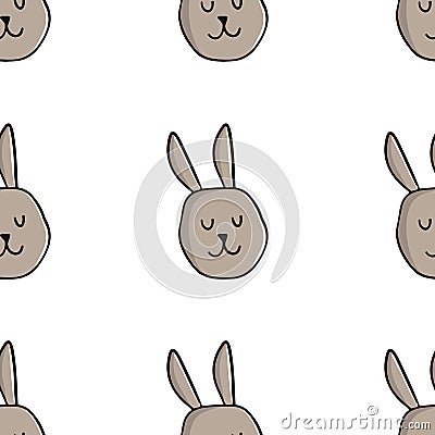 Seamless background with rabbits. Decorative wallpaper for the nursery in the Scandinavian style. Vector. Suitable for children\'s Vector Illustration