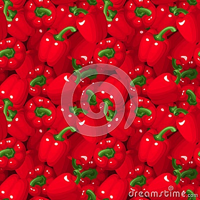 vector seamless background with red bell peppers. Vector Illustration