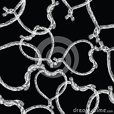 Pattern of rope in the shape of hearts Vector Illustration