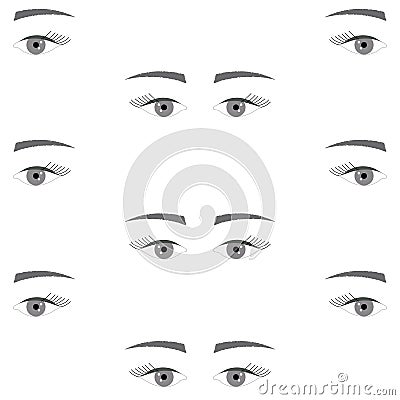 Seamless background with sad eyes, endless eye pattern Vector Illustration