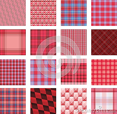 Seamless background set of plaid pattern, illustration Cartoon Illustration