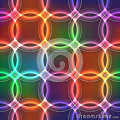 Seamless background with shinning plasma circles with neon effect Vector Illustration