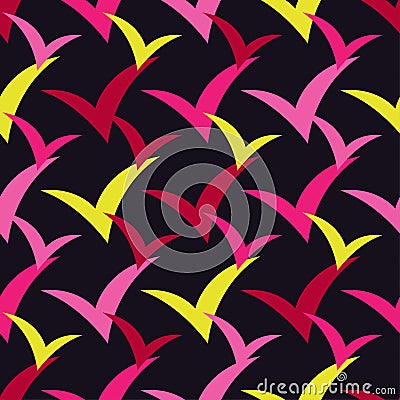 Seamless background with silhouettes of birds against the sky. Flat design. Stock Photo