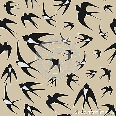 Seamless background with swallows Vector Illustration