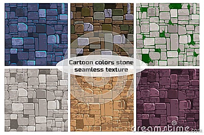 Seamless background texture different color stone wall. Vector illustration For Ui Game element Vector Illustration