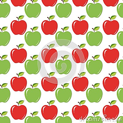 Juicy ripe apples with leaves backgound Vector Illustration