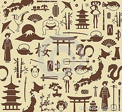 Seamless background on a theme of Japan Vector Illustration