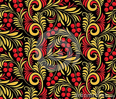 Seamless background of traditional Russian folk painting. Vector Illustration