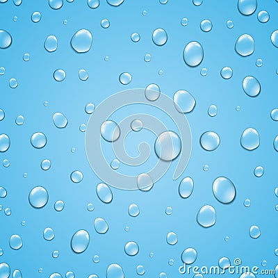 Seamless background with transparent water drops Vector Illustration