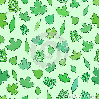 Seamless Background with tree leaves, greenery and foliage wallpaper Vector Illustration