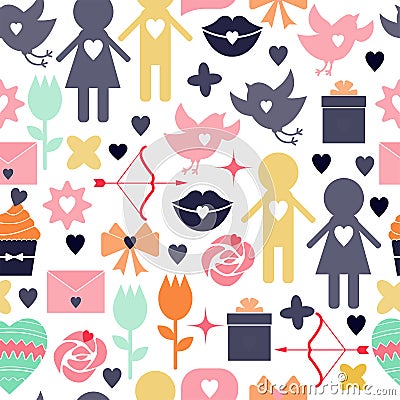 Seamless background. Valentine s Day. Cartoon Illustration