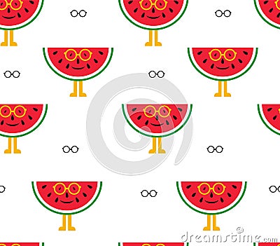 Seamless background of watermelon and glasses Vector Illustration