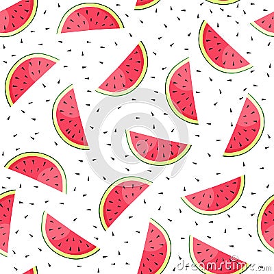 Seamless background with watermelon slices. Vector illustration. Vector Illustration